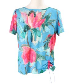 Elastic jersey blouse with cord at the bottom