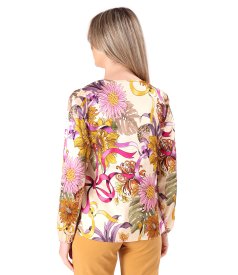 Elegant blouse with overlapping neckline