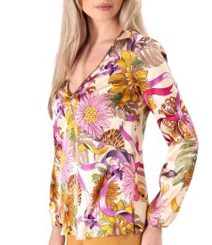 Elegant blouse with overlapping neckline