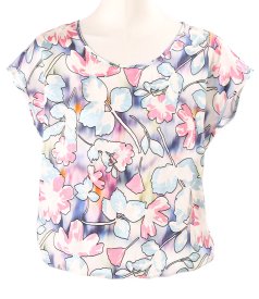 Casual blouse made of satin viscose printed with floral motifs