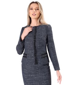 Elegant jacket made of viscose and silver thread