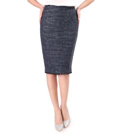 Cotton tapered skirt with silver thread