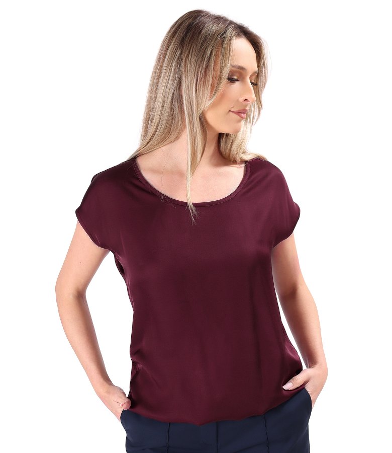 Elegant relaxed-fit satin viscose blouse
