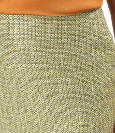 Viscose tapered skirt with silver thread