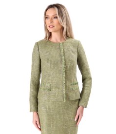 Elegant jacket made of viscose and silver thread