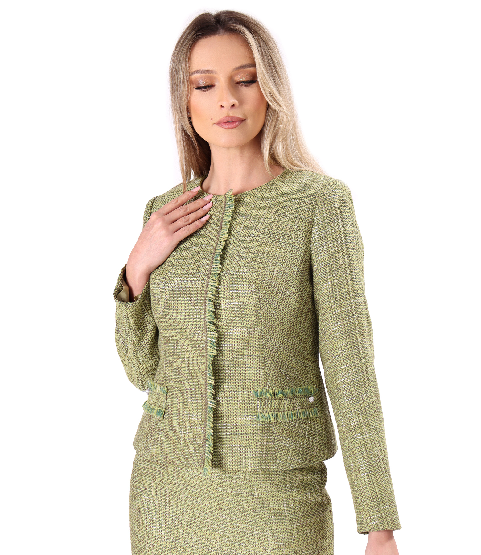 Elegant jacket made of cotton and silver thread