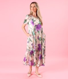 Midi dress made of viscose with natural silk