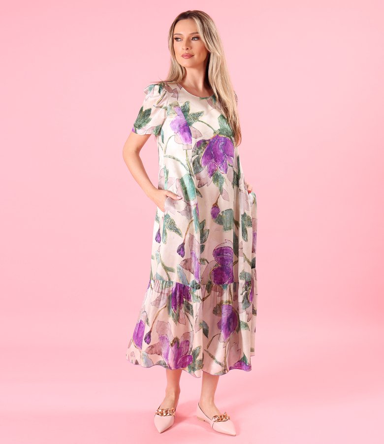 Midi dress made of viscose with natural silk