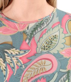 Paisley-printed viscose and wool midi dress