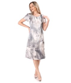 Elegant satin viscose dress with geometric motifs