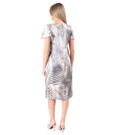 Elegant satin viscose dress with geometric motifs