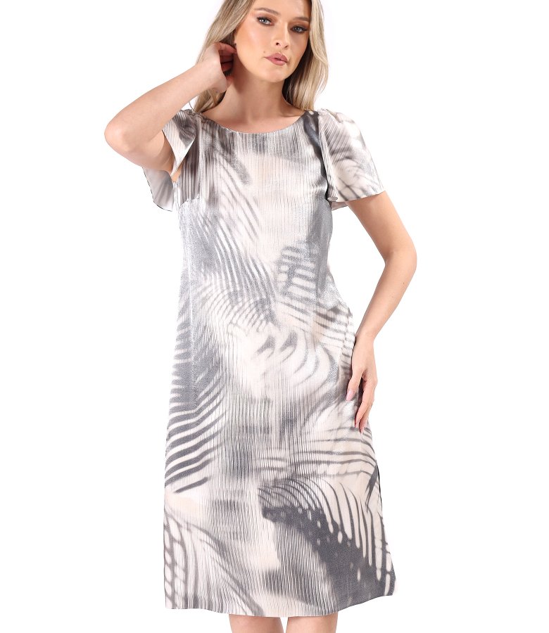 Elegant satin viscose dress with geometric motifs