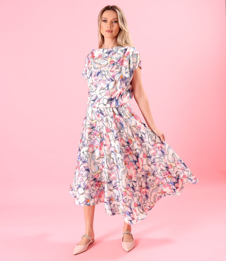 Floral printed viscose midi dress
