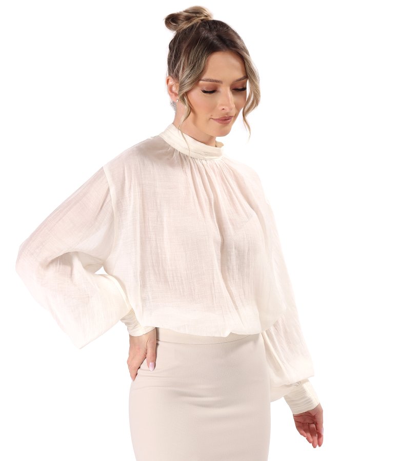 Elegant tencel blouse with long sleeves
