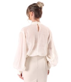 Elegant tencel blouse with long sleeves