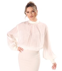 Elegant tencel blouse with long sleeves