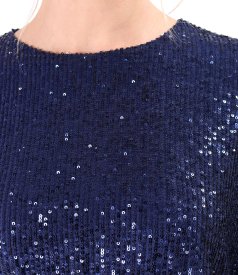 Sequin cocktail dress with satin drawstring waist