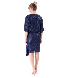Sequin cocktail dress with satin drawstring waist