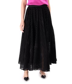 Veil skirt with velvet polka dots