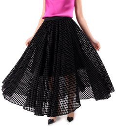 Veil skirt with velvet polka dots