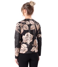 Blouse with gold metallic thread and front zipper