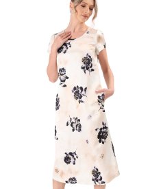 Viscose midi dress with linen