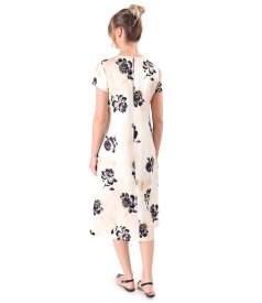 Loose-fit midi dress in a viscose-linen blend