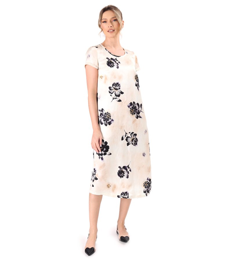 Viscose midi dress with linen