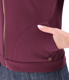 Scuba cotton blouse with front zipper