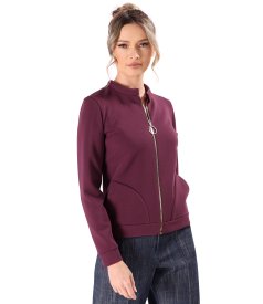 Scuba cotton blouse with front zipper