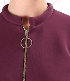 Scuba cotton blouse with front zipper