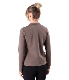 Scuba cotton blouse with front zipper