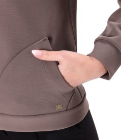 Scuba cotton blouse with front zipper