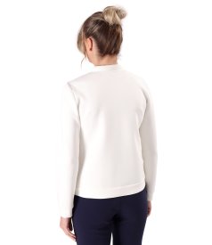 Scuba cotton blouse with front zipper
