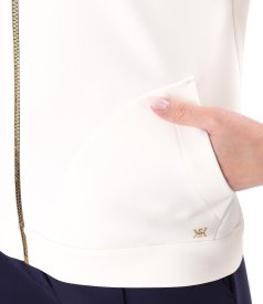 Scuba cotton blouse with front zipper