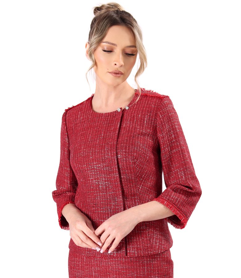 Elegant jacket made of viscose and silver thread