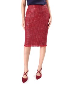 Viscose tapered skirt with silver thread