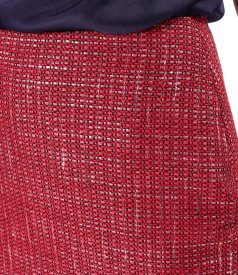 Viscose tapered skirt with silver thread