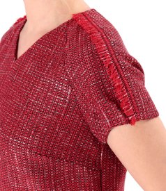 Elegant viscose dress with silver metallic thread