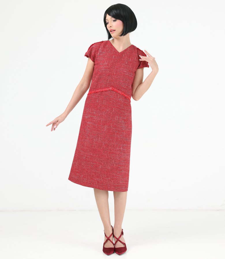 Elegant viscose dress with silver metallic thread