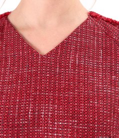 Elegant viscose dress with silver metallic thread