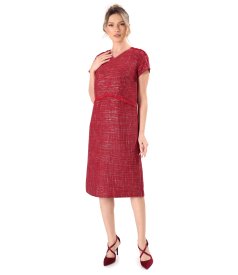 Elegant viscose dress with silver metallic thread