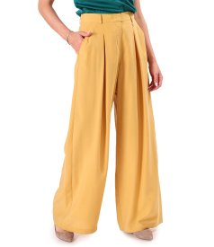 Wide-leg viscose trousers