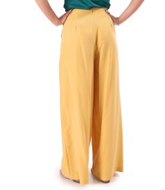 Wide-leg viscose trousers