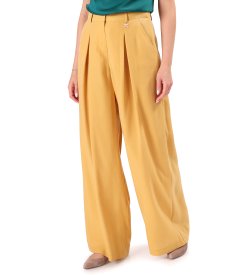 Wide-leg viscose trousers