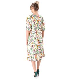 Floral-print viscose midi dress