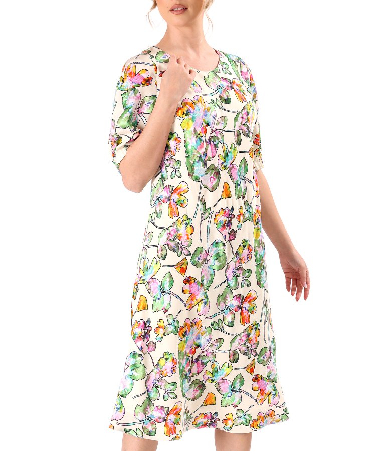 Viscose midi dress printed with floral motifs