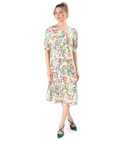 Floral-print viscose midi dress