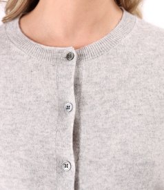 Cardigan tricotat din lana cu casmir cu nasturi pe fata