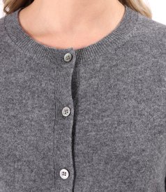 Cardigan tricotat din lana cu casmir cu nasturi pe fata